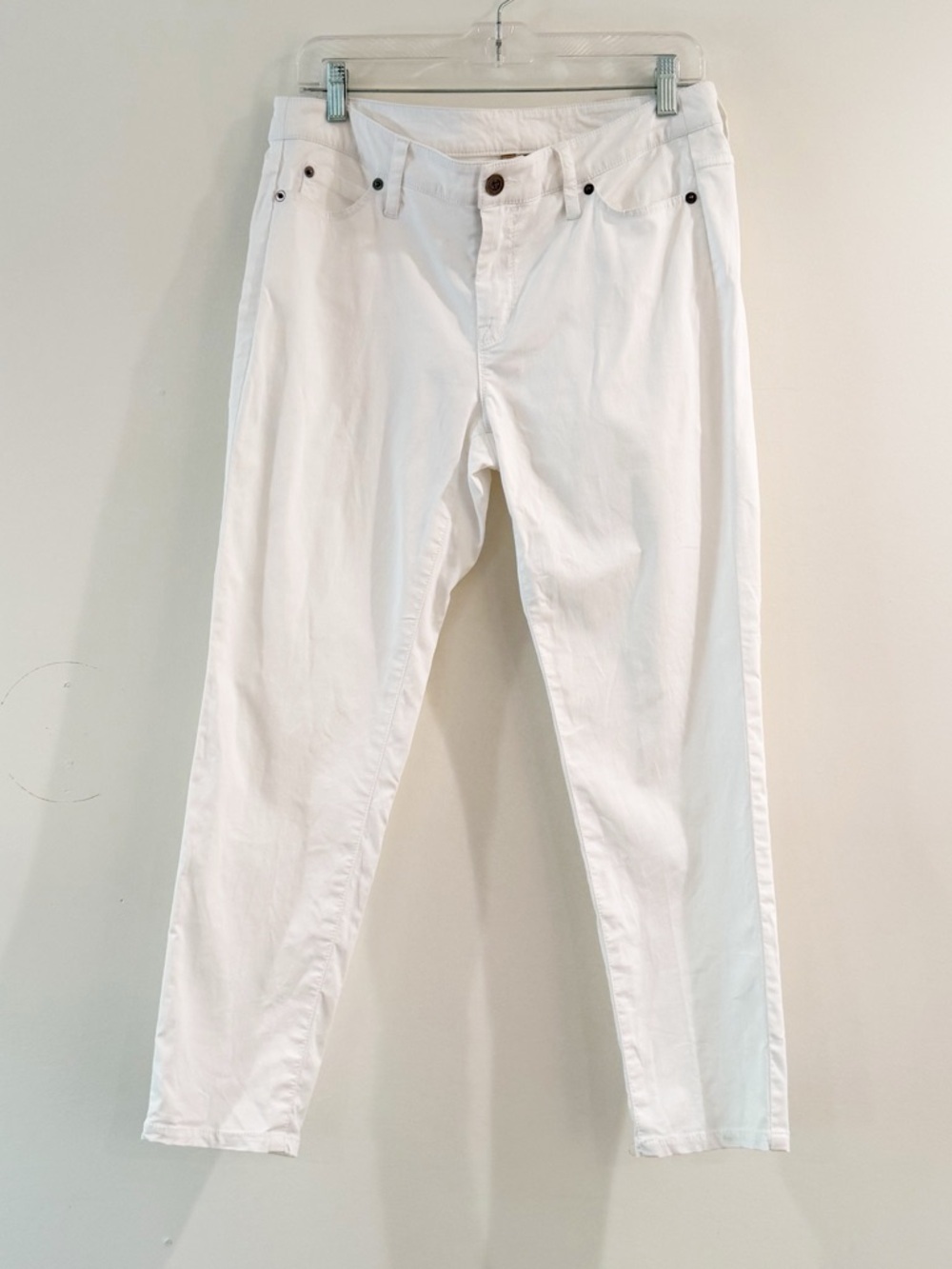 Women’s White Cropped Straight-Leg Chino Pants